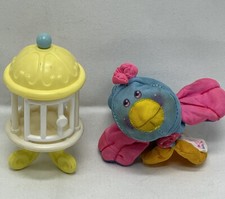 Vintage Fisher Price 1988 Smooshees Cuddler Critters Perchy Bird w/ Birdcage