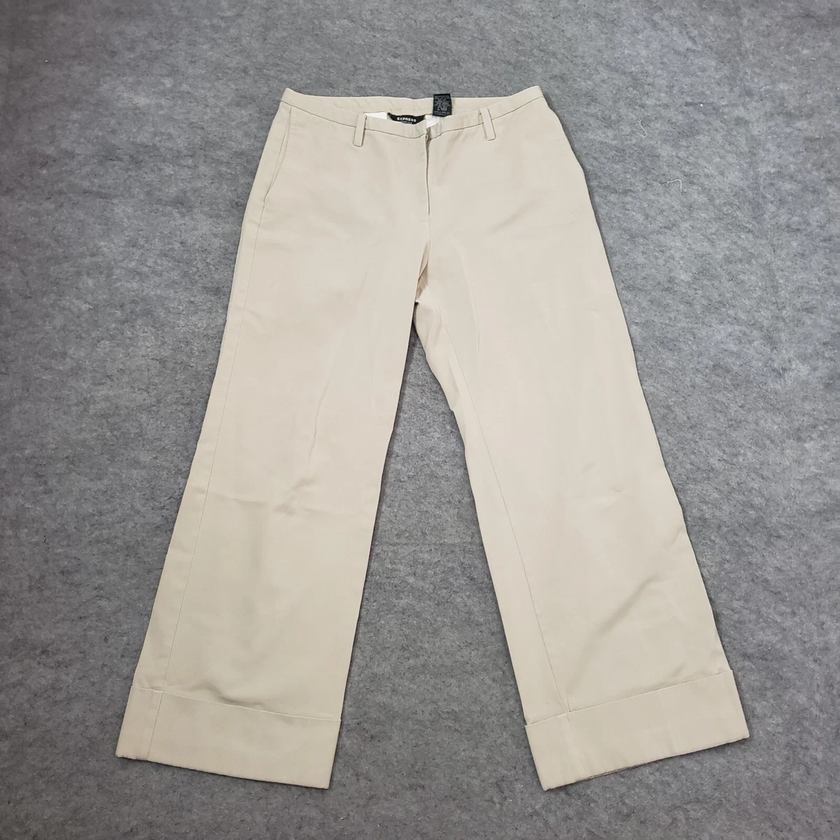 Express Pants Womens 3 4 Beige Dress Bootcut Low Rise Trousers