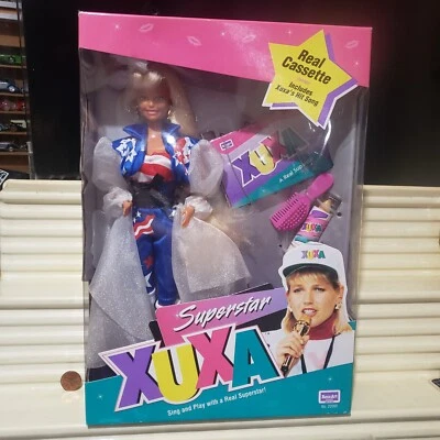 1993 Rose Art Inc. Blue+White Outfit XUXA SUPER STAR Doll + CASSETTE NuSealedBox - Image 1 of 4