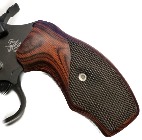 Grips for Rock Island M200 and M206 Rosewood checkered oversize wrap around.