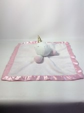 Cloud Island Unicorn Lovey Security Blanket Pink White Plush Baby Satin Trim