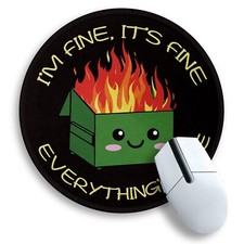 Dumpster on Fire Round Mouse Pad 8.6 x 8.6 Inch Cute Funny Mousepad for Lapto...