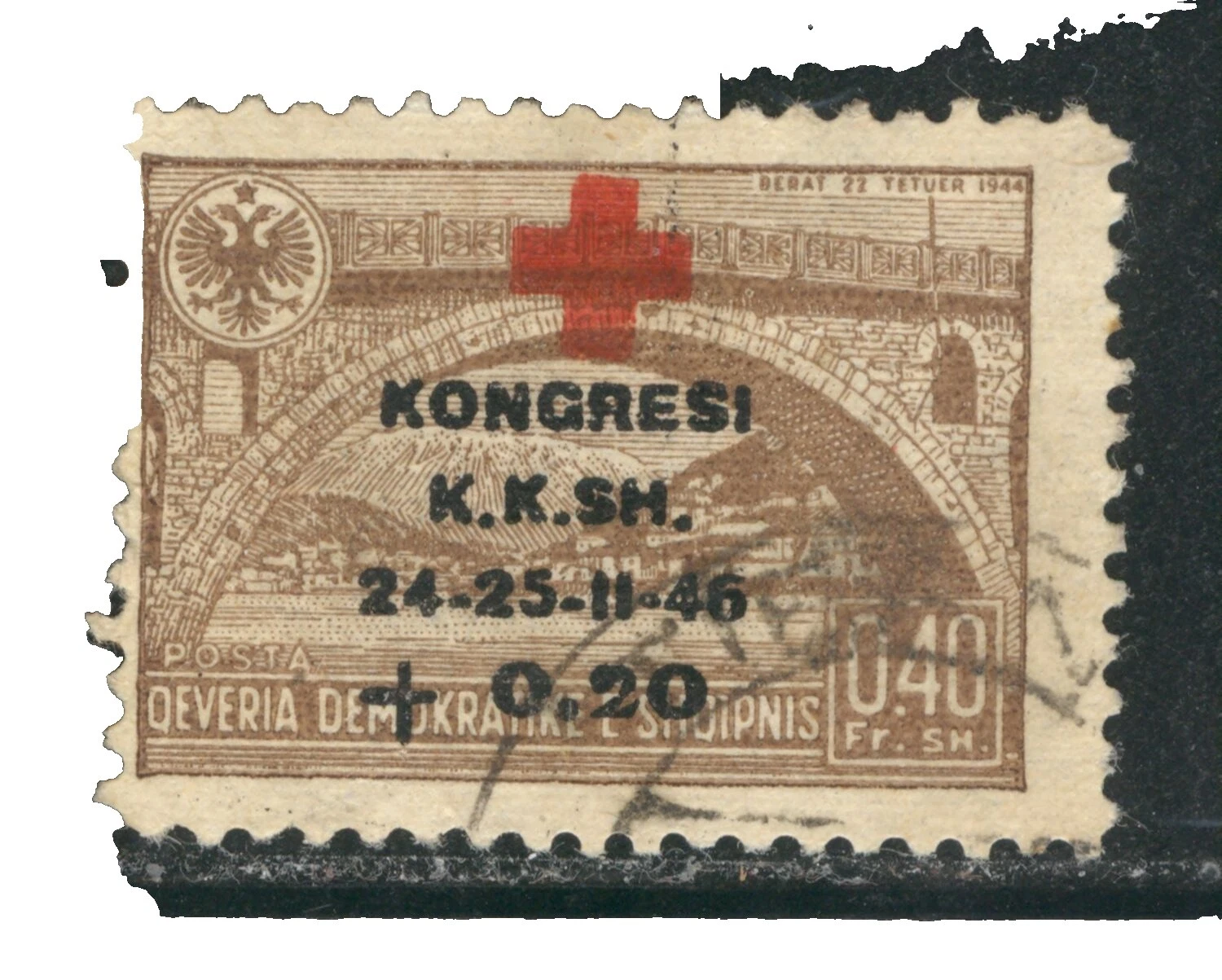 Multi-Color Red Cross Albanian Stamps