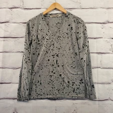 MICHAEL STARS Top Womens XS Burnout V-Neck Pullover Oversized Sheer Spots