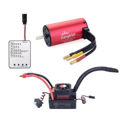 KingVal 3670 Brushless Motor with 120A ESC and Program Card for 1/8 1/10 RC Car