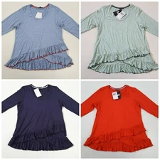 Jeanne Pierre Women's Long Sleeve Ruffle Bottom Shirt Multiple Colors/Sizes