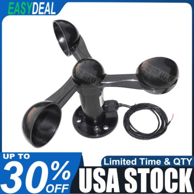0-5V Black Voltage Output Wind Speed Sensor 3 Cups Polycarbonate Anemometer EL