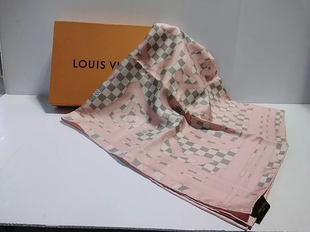 Louis vuitton pink silk scarf cheap
