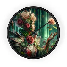 Home Decor Wall Clock Thorned Rose Guardian Digital Artwork