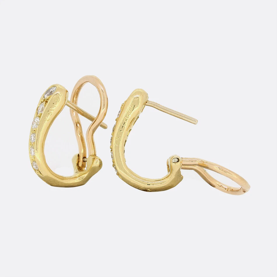 Pendientes de diamantes de oro - Pendientes Cartier de clip de diamantes de 0,20 quilates de oro amarillo de 18 quilates Foto 2 de 3