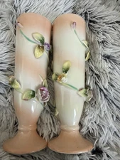 Vintage Mid Century UCAGCO Handpainted Rose Bud Porcelain Vase made in Japan