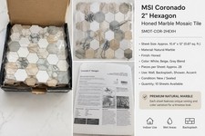 MSI Coronado 2" Hexagon Honed Marble Mosaic Tile Sheet White/Beige/Gray