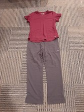 Greys Anatomy Scrub Set Grey Pants Maroon Shirt Large