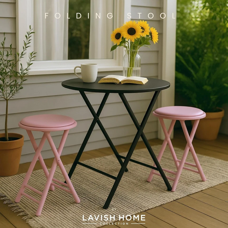 Portable Kitchen Stools - Set of 2 Foldable Chairs - Image 4 of 4