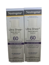 New 2-Pack Neutrogena Ultra Sheer SPF 60 Moisturizing Face Serum Lotion 1.7 oz
