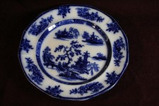 Mid 19th Century Flow Blue Ironstone Chapoo Dinner Plate 10.5
