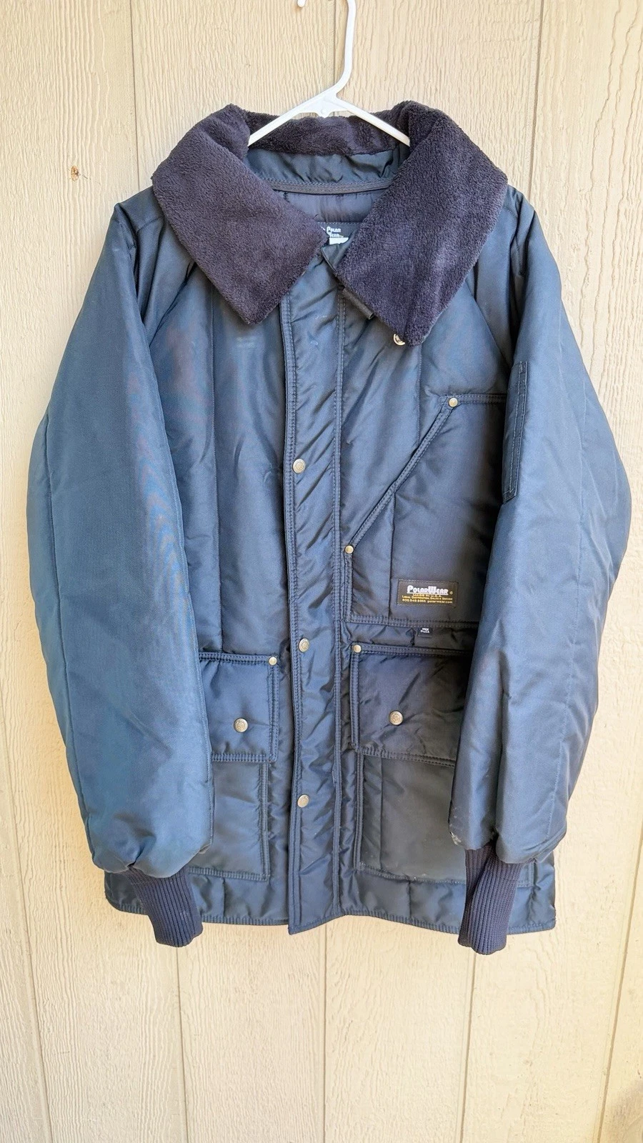 Vintage Polar Wear Workwear Utility Insulated Jacket Mens L Black Winter Coat