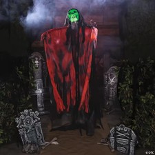 6 Ft. Standing Animated Black Red Skeleton Reaper ATC00079