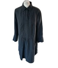 Black 100% Silk Tunic Style Short Dress Pintuck EU 42 12 14 UK Redgreen Danish