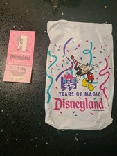 VINTAGE DISNEYLAND THEME PARK 35 YEARS MAGIC PLASTIC BAG  & Ticket 1990 Disney