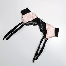 Ann Summers THE INFATUATION Black/Pink Suspender Garter Belt Size S