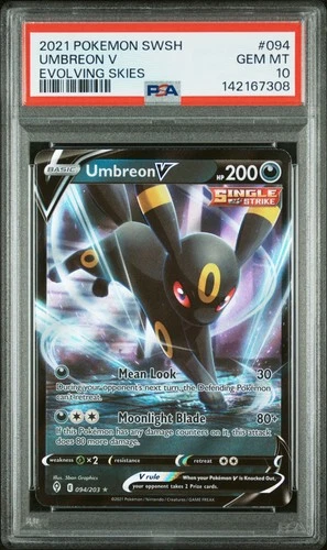 2021 POKEMON SWORD & SHIELD EVOLVING SKIES #094 UMBREON V PSA 10