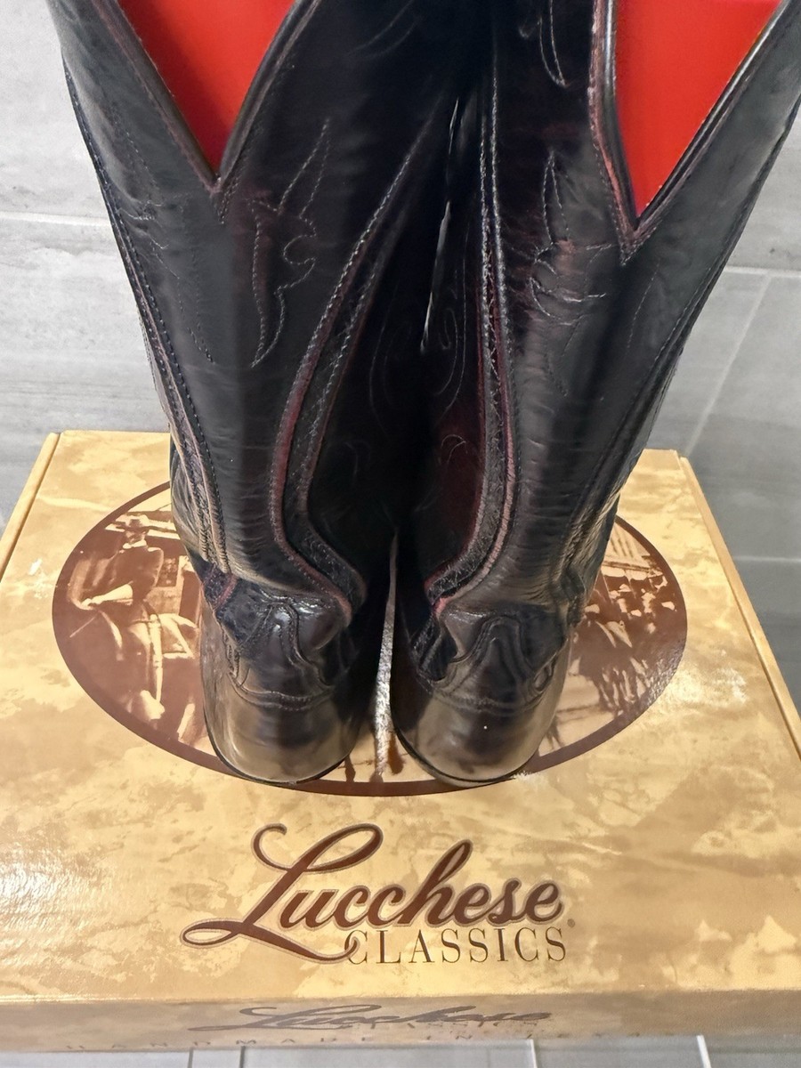 MEN'S LUCCHESE HANDMADE CLASSICS EXOTIC BLACK CHERRY SEVILLE GOAT BOOTS 15 D View 5