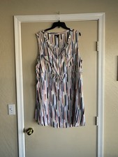 Torrid Mini Challis Zip Front Shirt Dress Multicolor Sleeveless Geometric Sz.4