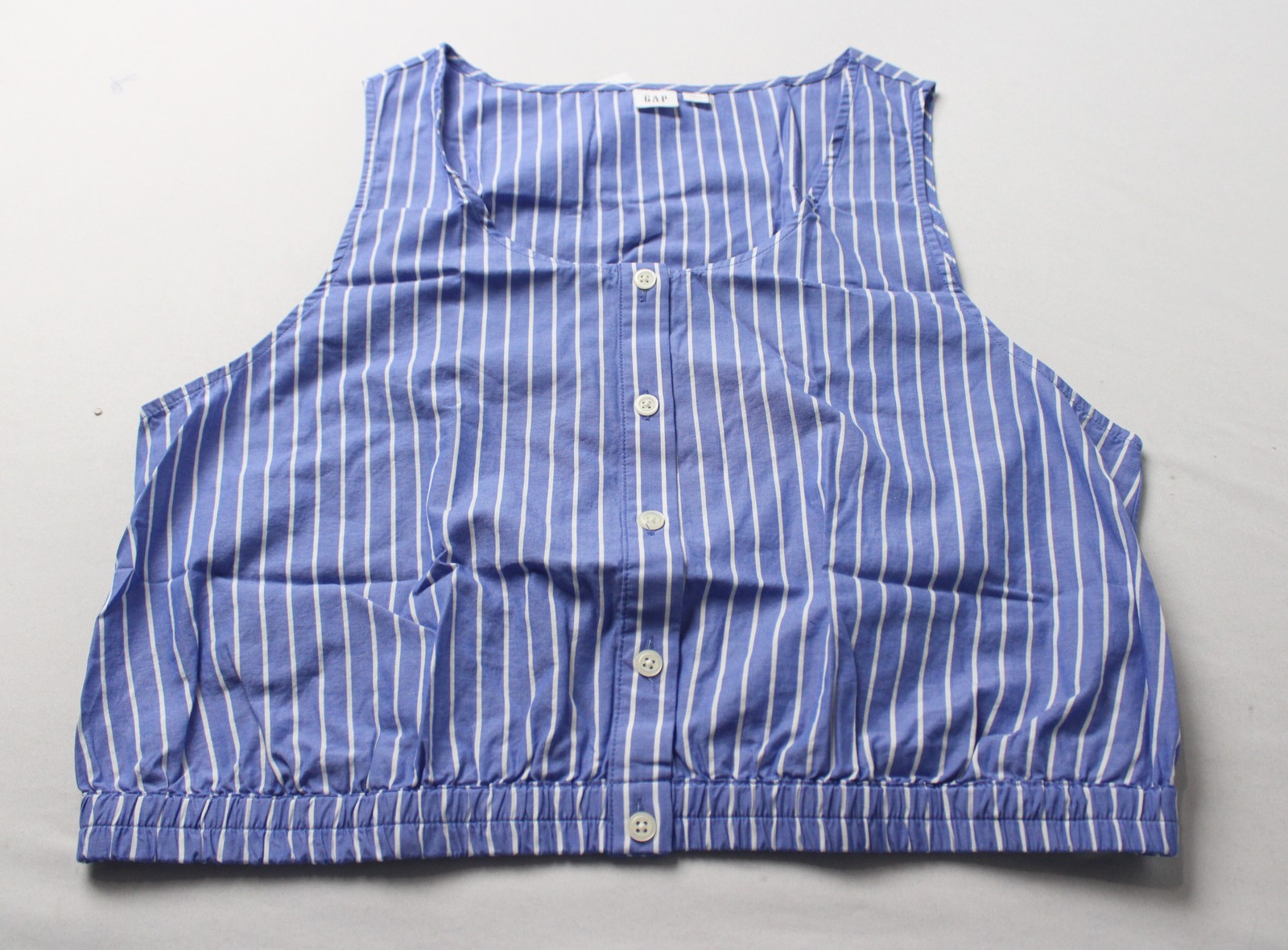 Gap Women's Poplin Sleeveless Cropped Scoopneck Top EH6 Blue Stripe Large NWT