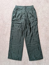 Quince 100% Silk Twill Trouser Womens 8 (Fits 29x29) Forest Green NWT