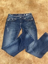 Miss Me Denim Jeans Bling Rhinestone Distressed Rock Grunge Sz 28