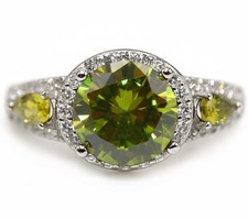 3CT Peridot 925 Solid Genuine Sterling Silver Ring Jewelry Sz 6