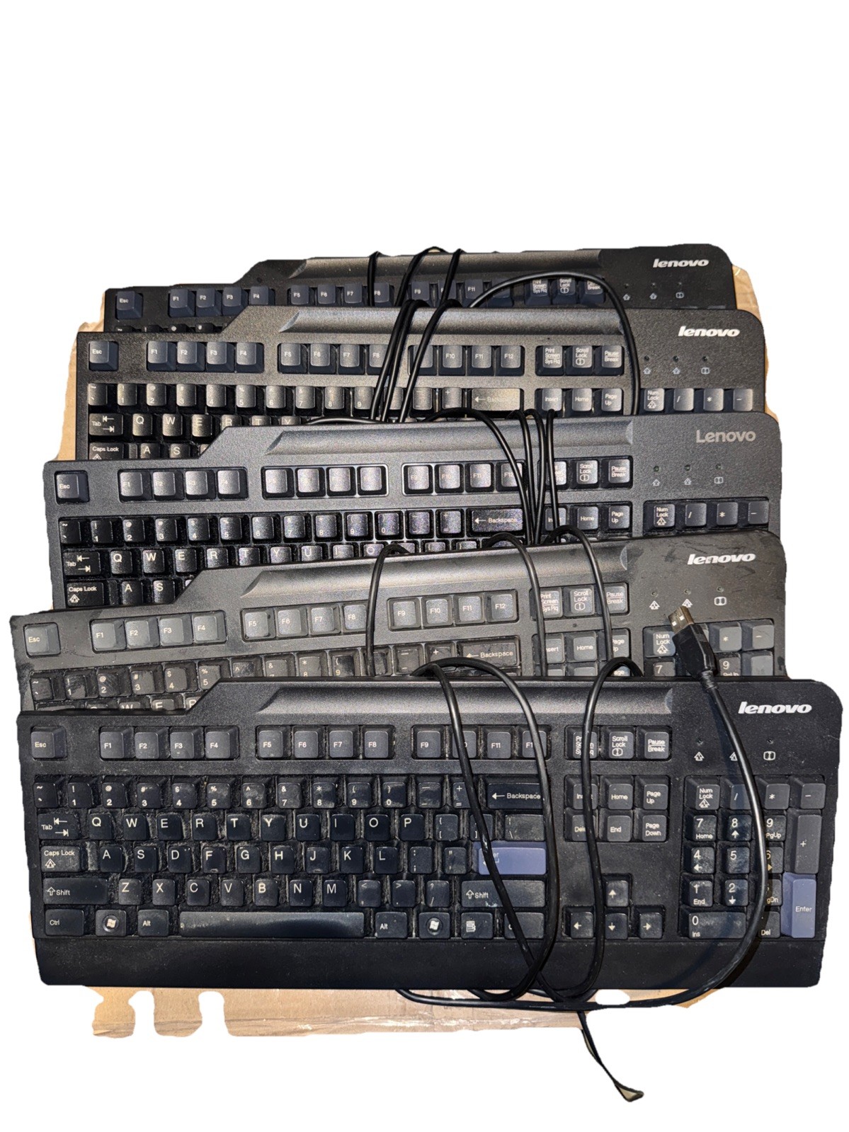 Assorted Bundle Of 5 Lenovo 00XH537 KB1021 SK8825 Wired USB 