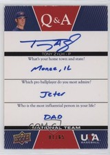 2009 Upper Deck USA Baseball Box Set Q&A National Team 1/65 Tony Zych Auto 4w8