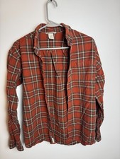 Field Stream Plaid Flannel Shirt Men's Medium Rust Brown Button Up 100 Cotton