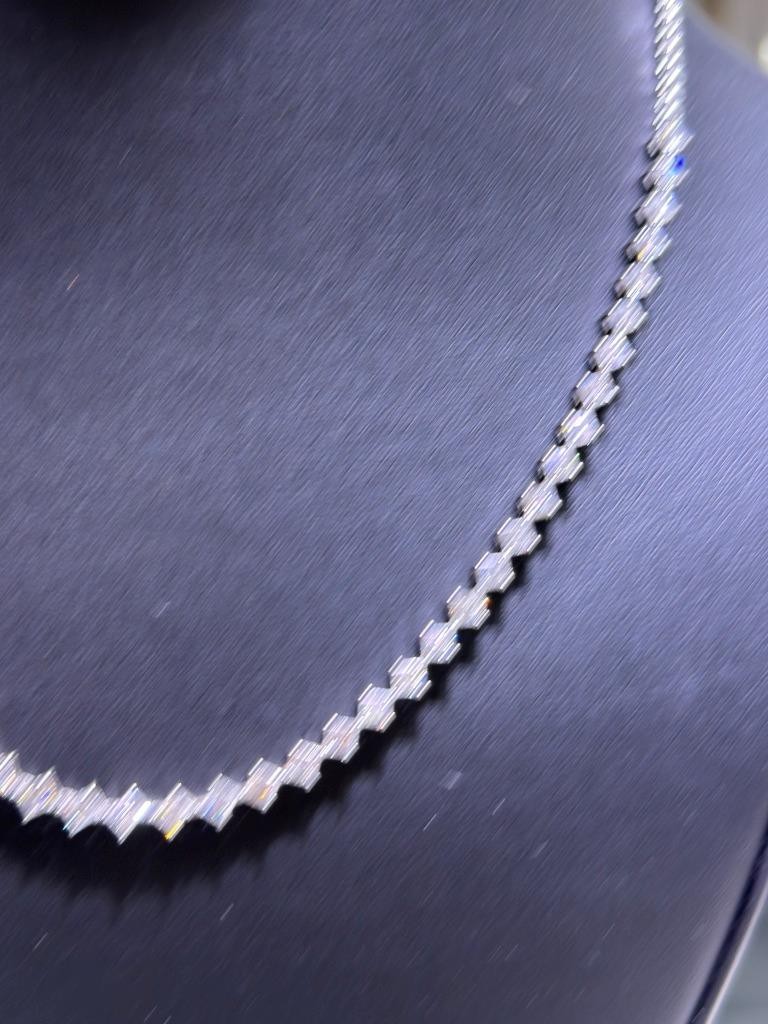 14k White Gold Lab Grown Diamonds Princess Cut Unique Choker Tennis Necklace image 7