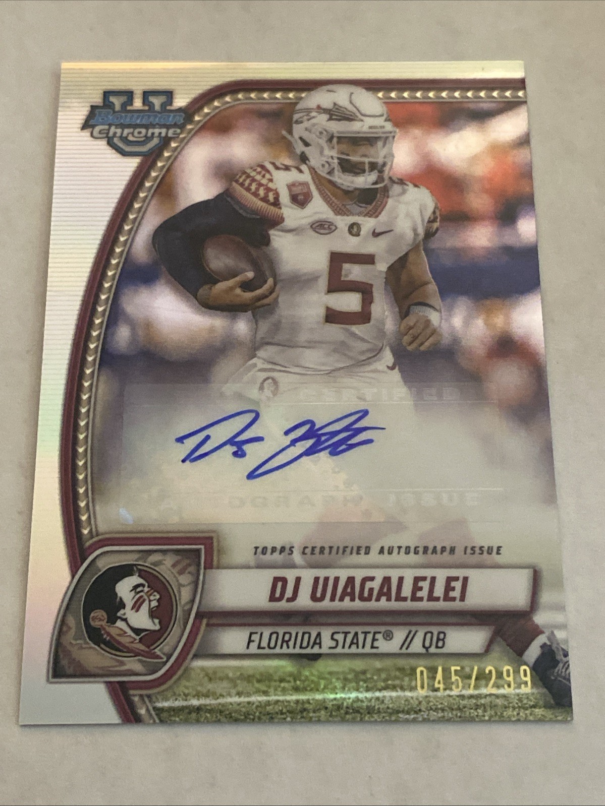 2024 Bowman Chrome University DJ Uiagalelei Refractor Auto #045/299
