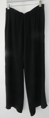 Vintage HARARI Black Silk Palazzo Pants Elastic Waist Size 0X Spectacular!!!