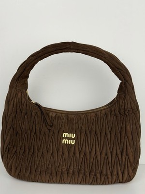 MIU MIU ダークブラウン パーティーバッグ Miu Miu Wander Matelasse Suede Hobo Bag Large in Cocoa Brown B9 | eBay