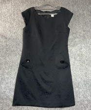 Liz Claiborne Dress Womens 10 Black Paisley Jacquard Shift Knee Length Classic