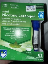 Rite Aid Brand Mini Nicotine Lozenges 2mg Mint Flavor 2 mg 81 CT exp. Jan/2026