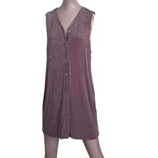 Vintage  Karin Stevens Purple Paisley Sleeveless Button-Front Tunic Dress