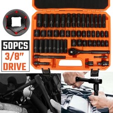 50 Pcs 3/8" Drive Impact Socket Set Standard (5/16-Inch to 3/4-Inch and 8-22 mm)