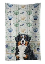Bernese Mountain Dog Coastal Sea Glass Kitchen Towel