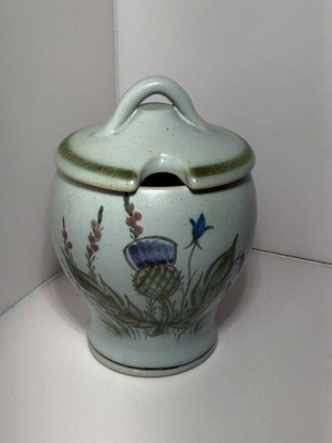 Buchan Portobello Scotland Stoneware Thistleware Jam/Jelly Container W/Lid 218