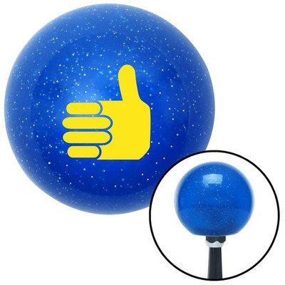 Yellow Thumbs Up Blue Metal Flake Shift Knob w/ M16x1.5 Insert Shifter Auto