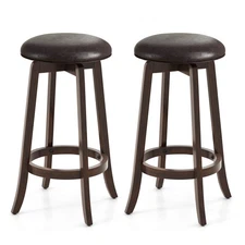29" Counter Height Stools Set of 2 with 360° Swivel Round Seat & Footrest
