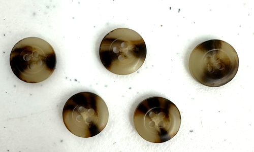 Madewell Replacement Buttons Brown Faux Tortoise Shell 4 Hole Flat Set Of 5 - Picture 3 of 5