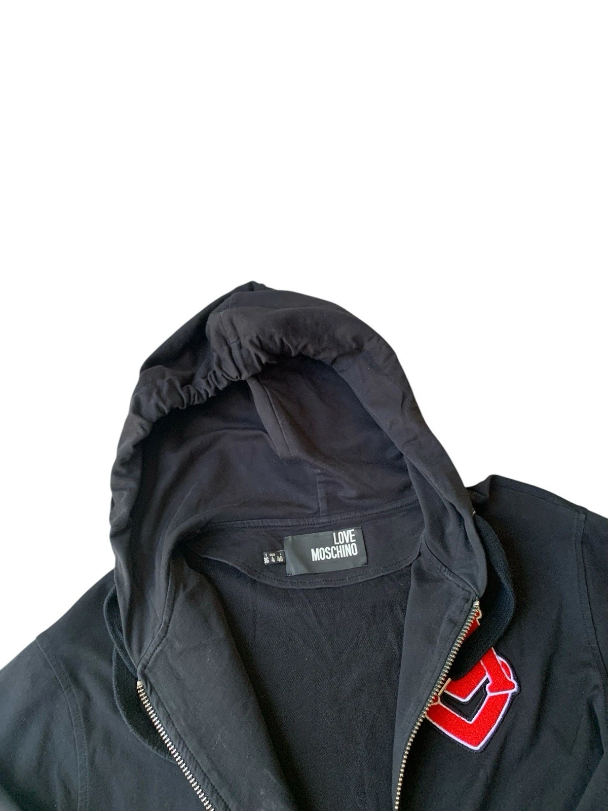 Abito Vintage Love Moschino Felpa con Cappuccio Uk8 Nero Oversize Zip Up Designer