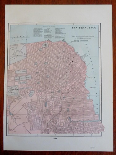 San Francisco Golden Gate Park Detailed City Plan 1891 Cram map - Picture 4 of 4